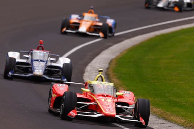 INDIANAPOLIS, IN - MAY 24: David Malukas of the 12 Verizon Team Penske Chevrolet exits turn one during the NTT IndyCar, Indy Car, IRL, USA Series Indianapolis 500 presented by Gainbridge on May 24, 2026 at Indianapolis Motor Speedway at the Indianapolis, IN. (Photo by Jeffrey Brown Icon Sportswire) AUTO: MAY 24 NTT IndyCar Series Indianapolis 500 presented by Gainbridge EDITORIAL USE ONLY Icon052426033500