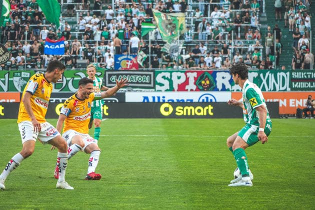 Fussball Österreich, Admiral Bundesliga Europacup-Playoff Finale ECL 2025 2026, SK Rapid Wien vs. SV Oberbank Ried - Allianz Stadion (Weststadion, Wien Hütteldorf): Jakob Maximilian Schöller Copyright: xLukasxBierederx
