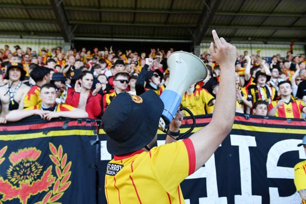 Partick Thistle fans St Mirren v Partick Thistle, William Hill Scottish Premiership Play-Offs Final, Second Leg, Football, SMiSA Stadium, Paisley, Scotland, UK - 25 May 2026Paisley SMiSA Stadium United Kingdom EDITORIAL USE ONLY No use with unauthorised audio, video, data, fixture lists, club league logos or live services. Online in-match use limited to 120 images, no video emulation. No use in betting, games or single club league player publications. Copyright: xMarkxRunnacles Shutterstockx 16889990c