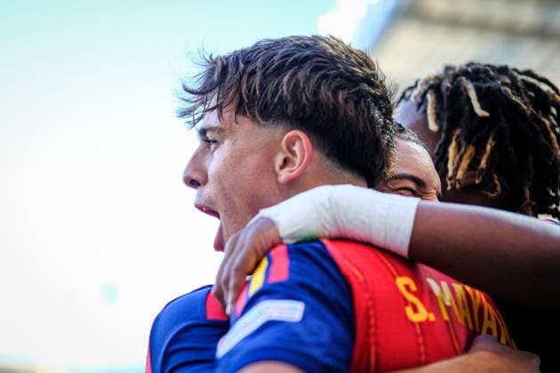 UEFA Under-17 European Championship, EM, Europameisterschaft Estonia 2026 Sergi Mayans celebrating the second goal during the UEFA Under-17 European Championship Group-A match between Estonia U-17 vs Spain U-17 national teams, Tallinn Estonia 25.05.2026 Tallinn A Le Coq Arena Estonia Copyright: xMaurixLevandix