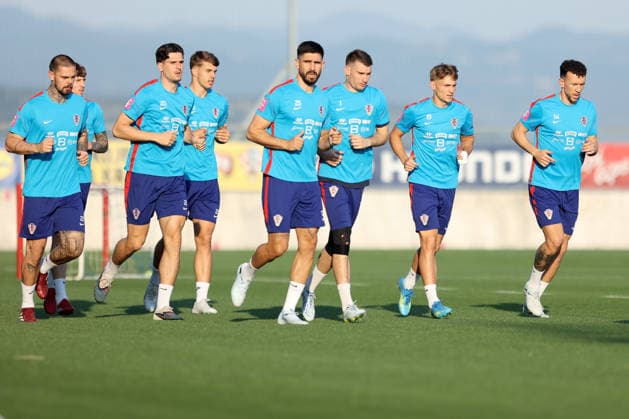 Croatia national football team trains in Rijeka ahead of 2026 World Cup Dominik Kotarski, Igor Matanovic, Luka Vuskovic, Martin Erlic, Dominik Livakovic, Toni Fruk and Ivan Perisic of Croatia during a training session at Rujevica Stadium on May 25, 2026 in Rijeka, Croatia as preparations begin for the 2026 FIFA World Cup, WM, Weltmeisterschaft, Fussball The Croatian national football team is holding early training camps and friendly matches ahead of their departure for the United States. NelxPavletic PIXSELL