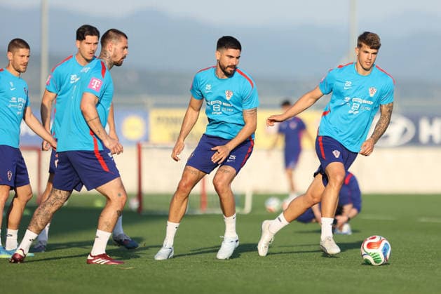 Croatia national football team trains in Rijeka ahead of 2026 World Cup Andrej Kramaric, Dominik Kotarski, Martin Erlic and Luka Vuskovic of Croatia during a training session at Rujevica Stadium on May 25, 2026 in Rijeka, Croatia as preparations begin for the 2026 FIFA World Cup, WM, Weltmeisterschaft, Fussball The Croatian national football team is holding early training camps and friendly matches ahead of their departure for the United States.  NelxPavletic PIXSELL