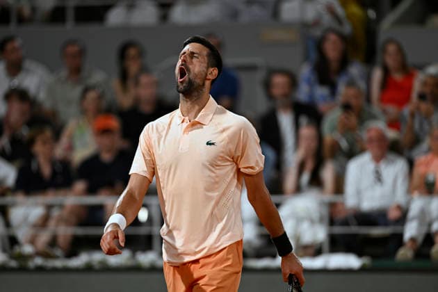Tennis: French Open Novak Djokovic of Serbia plays in the men s singles first round at the French Open tennis tournament in Paris on May 24, 2026.  A14AA0005614926P