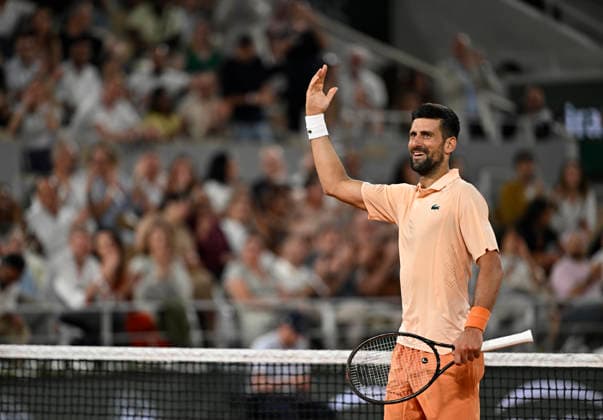 Tennis: French Open Novak Djokovic of Serbia plays in the men s singles first round at the French Open tennis tournament in Paris on May 24, 2026.  A14AA0005614923P