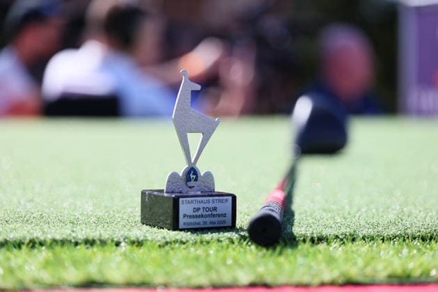 GOLF - Austrian Alpine Open KITZBUEHEL,AUSTRIA,26.MAY.26 - GOLF - DP World Tour, Austrian Alpine Open, GC Kitzbuehel-Schwarzsee-Reith, preview. Image shows feature with the trophy.  GEPAxpictures xAmirxBeganovic