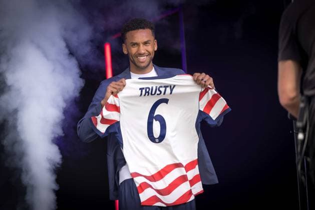 RECORD DATE NOT STATED U.S. Men™s national team, Nationalteam World Cup Roster Reveal Auston Trusty player of the United States national team, during an event to announce the squad for the 2026 World Cup at Pier 17 in New York, United States, on Tuesday, May 26.(Foto: William Volcov Brazil Photo Press IMAGO) Sports NEW YORK NY United States Copyright: xWILLIAMxVOLCOVx