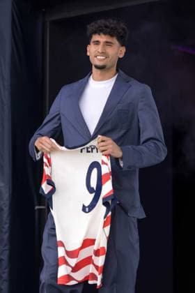 RECORD DATE NOT STATED U.S. Men™s national team, Nationalteam World Cup Roster Reveal Ricardo Pepi player of the United States national team, during an event to announce the squad for the 2026 World Cup at Pier 17 in New York, United States, on Tuesday, May 26.(Foto: William Volcov Brazil Photo Press IMAGO) Sports NEW YORK NY United States Copyright: xWILLIAMxVOLCOVx