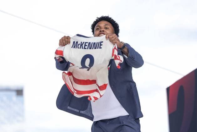 May 26, 2026, New York, Ny, United States: Weston McKennie of the United States national team, Nationalteam during an event to announce the squad for the 2026 World Cup at Pier 17 in New York, United States, on Tuesday, May 26. New York United States - ZUMAv122 20260526_aap_v122_072 Copyright: xWilliamxVolcovx