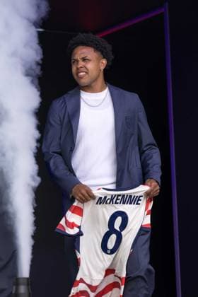 May 26, 2026, New York, Ny, United States: Weston McKennie of the United States national team, Nationalteam during an event to announce the squad for the 2026 World Cup at Pier 17 in New York, United States, on Tuesday, May 26. New York United States - ZUMAv122 20260526_aap_v122_106 Copyright: xWilliamxVolcovx