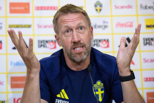 260527 Head coach Graham Potter of the Swedish men s national football team during a press conference, PK, Pressekonferenz on May 27, 2026 in Stockholm. Photo: Jonathan Näckstrand BILDBYRAN COP 94 JN0274 fotboll football soccer fotball landskamp presskonferens press conference sverige sweden sverige a FIFA World Cup, WM, Weltmeisterschaft, Fussball vm bbeng Copyright: JONATHANxNÄCKSTRAND BB260527JN030