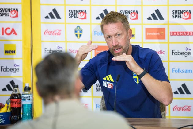260527 Head coach Graham Potter of the Swedish men s national football team during a press conference, PK, Pressekonferenz on May 27, 2026 in Stockholm. Photo: Jonathan Näckstrand BILDBYRAN COP 94 JN0274 fotboll football soccer fotball landskamp presskonferens press conference sverige sweden sverige a FIFA World Cup, WM, Weltmeisterschaft, Fussball vm bbeng Copyright: JONATHANxNÄCKSTRAND BB260527JN033