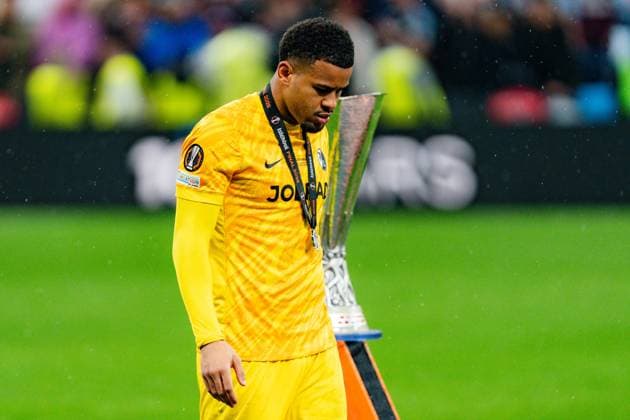 20.05.2026, SC Freiburg vs. Aston Villa, UEFA Europa League Finale, Final Matchday Noah Atubolu (SC Freiburg, 1) unglücklich enttäuscht traurig nach der Finalniederlage Copyright: xBahhoxKarax