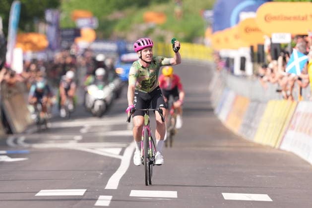Denmark™s Michael Valgren of EF Education - Easypost stage winner during Stage 17 of the Giro d™Italia from Cassano D Adda to Andalo Italy, Wednesday May 27, 2026  Copyright: xGianmattiaxD Albertoi LaPressex