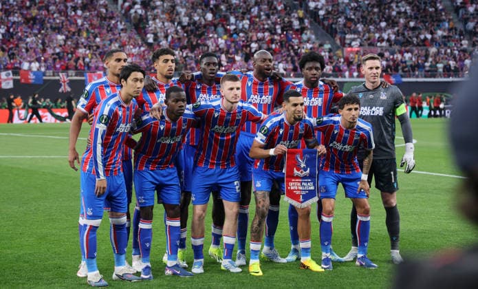 Crystal Palace - Rayo Vallecano Finale Conference League Leipzig, 27.05.2026, Leipzig Stadium, Fussball, Final UEFA Conference League , Crystal Palace FC (ENG) vs. Rayo Vallecano de Madrid (ESP) , Im Bil: Startelf Crystal Palace FC , Nur zur redaktionellen Nutzung. Only editorial use. , UEFA regulations prohibit any use of photographs as image sequences and or quasi-video. ,