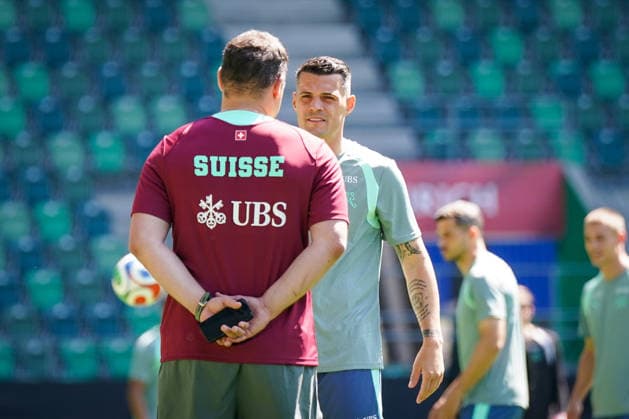 Schweiz: Fussball Schweizer Nationalmannschaft 2026, Training der Schweizer Nationalmannschaft - Kybunpark (St. Gallen): Granit Xhaka (Switzerland, 10) Copyright: xJOERANxSTEINSIEKx