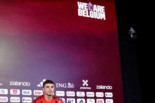Red Devils press conference, PK, Pressekonferenz TUBIZE, BELGIUM - MAY 28 : Fernandez-Pardo Matias forward of Belgium during a press conference at the Proximus Base Camp prior to the World Cup pictured on May 28, 2026 in Tubize, Belgium, 28-05-26 Tubize Belgium  Copyright: xXpix
