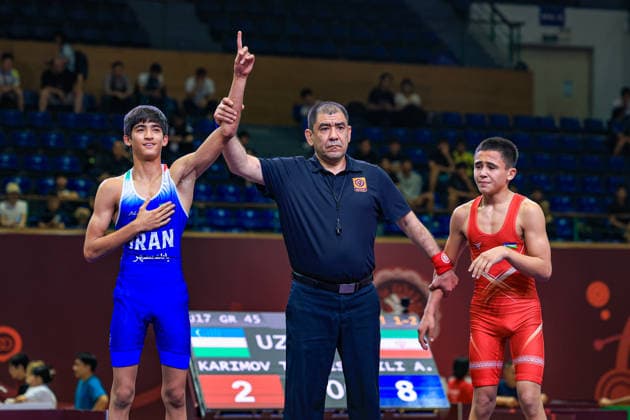 U17, U 17 Wrestling Asian Championships 45kg GR - Armin Amin Esmaeili (IRI) df. Tokhirjon Karimov (UZB)