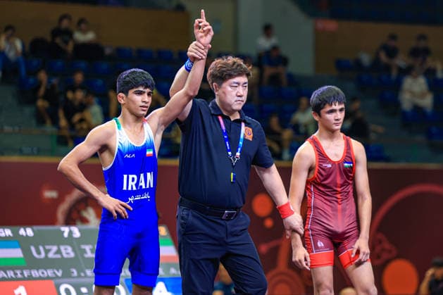 U17, U 17 Wrestling Asian Championships 48kg GR - Ali Morteza Esmaeili Leivesi (IRI) df. Javokhir Sharifboev (UZB)