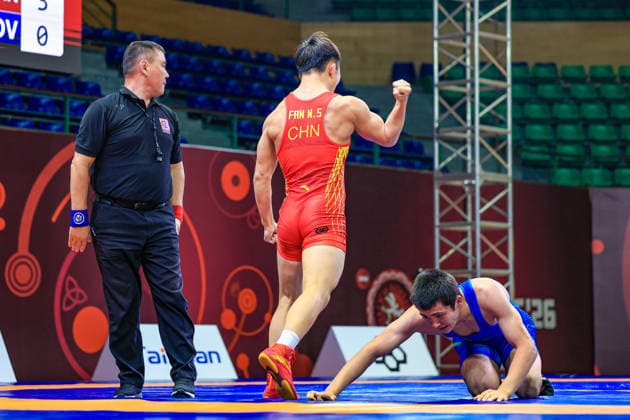 U17, U 17 Wrestling Asian Championships 60kg GR - Wenshuo Fan (CHN) df. Sadriddin Tulkinboev (UZB)