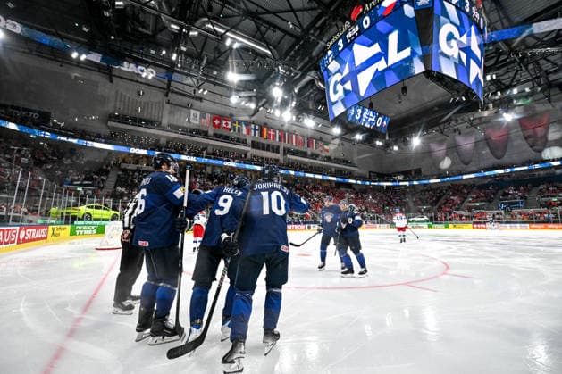 ZURICH, SWITZERLAND - MAY 28: Finland celebrate a goal during the 2026 IIHF Ice hockey, Eishockey World Championship, WM, Weltmeisterschaft Switzerland game between Finland and Czechia at Swiss Life Arena on May 28, 2026 in Zurich, Zurich. Zurich Swiss Life Arena Zurich Switzerland Copyright: xJustPictures.ch AndreaxBrancax jp-en-EuSpIm-JP7_ANB_FinCze_28052026_4532