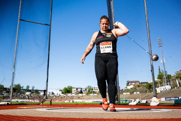 260528 Beatrice Llano of Norway competes in women™s hammer throw during the Trond Mohn Games on May 28, 2026 in Bergen. Photo: Marius Simensen BILDBYRAN Cop 238 MM0068 athletics bbeng friidrett friidrott norge norway trond mohn games Copyright: MARIUSxSIMENSEN BB260528ZG022