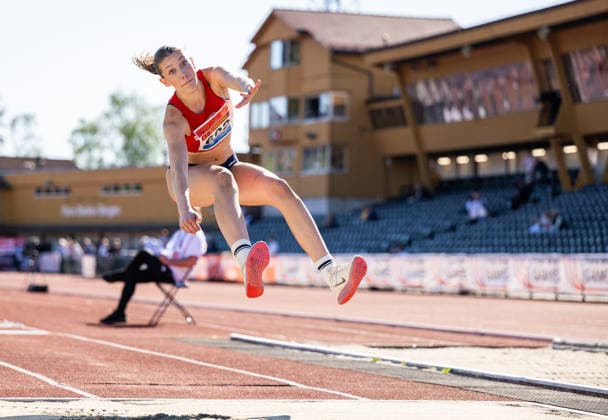 260528 Embla Adele ostreim oina of Fana IL competes in women™s triple jump during the Trond Mohn Games on May 28, 2026 in Bergen. Photo: Marius Simensen BILDBYRAN COP 238 MM0068 athletics bbeng friidrett friidrott norge norway trond mohn games Dam kvinner Women tresteg triple jump Copyright: MARIUSxSIMENSEN BB260528ZO017