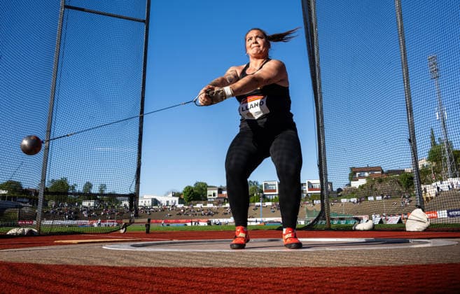 260528 Beatrice Llano of Norway competes in women™s hammer throw during the Trond Mohn Games on May 28, 2026 in Bergen. Photo: Marius Simensen BILDBYRAN COP 238 MM0068 athletics bbeng friidrett friidrott norge norway trond mohn games Dam kvinner Women slägga hammer throw Copyright: MARIUSxSIMENSEN BB260528ZO018