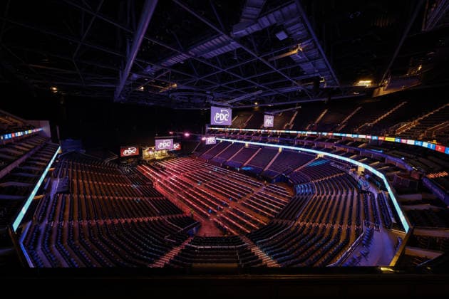 RECORD DATE NOT STATED 28th May 2026, The 02 Arena, London, England; 2026 PDC Bet MGM Premier League Darts Final; A general view of the stage inside O2 Arena HenningxvonxJagow