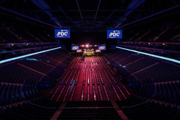 RECORD DATE NOT STATED 28th May 2026, The 02 Arena, London, England; 2026 PDC Bet MGM Premier League Darts Final; A general view of the stage inside O2 Arena HenningxvonxJagow