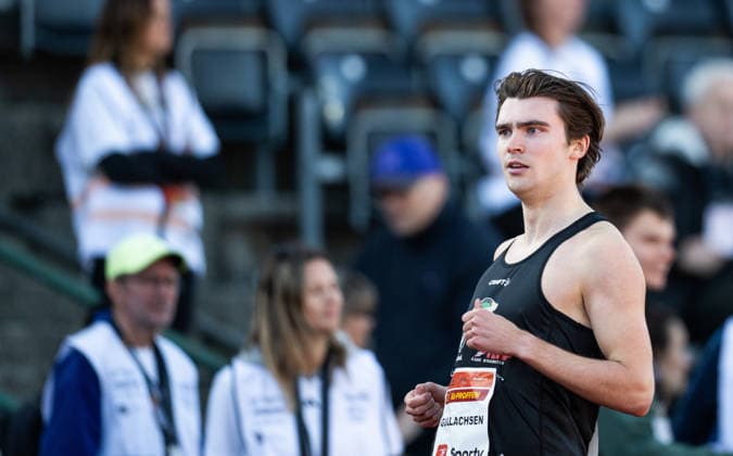 260528 Fredrik Haavardtun Gullachsen of Norway competes in men™s 300 meter during the Trond Mohn Games on May 28, 2026 in Bergen. Photo: Marius Simensen BILDBYRAN COP 238 MM0068 athletics bbeng friidrett friidrott norge norway trond mohn games Copyright: MARIUSxSIMENSEN BB260528ZM023