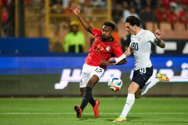 Russia Soccer Friendly Egypt - Russia 9175748 28.05.2026 Russia s Ilya Vakhania struggles for a ball during the friendly soccer match between Egypt and Russia at Cairo International Stadium in Cairo, Egypt. Grigory Sysoev Sputnik Cairo Egypt  Copyright: xGrigoryxSysoevx