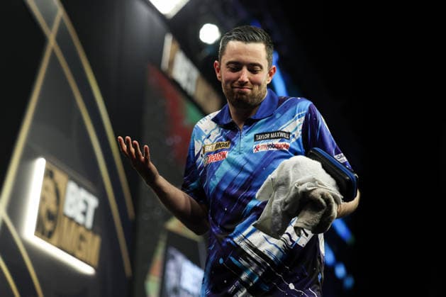 28th May 2026, The 02 Arena, London, England; 2026 PDC Bet MGM Premier League Darts Final; Luke Humphries celebrates winning the semi final against Jonny Clayton HenningxvonxJagow