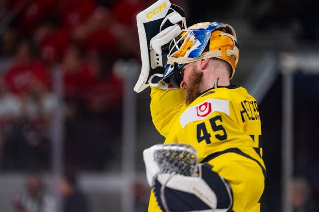 ZURICH, SWITZERLAND - MAY 28: Magnus Hellberg (Sweden, 45) during the Quarter Finals - Match 59 between Switzerland and Sweden at the IIHF Ice hockey, Eishockey World Championship, WM, Weltmeisterschaft 2026, Swiss Life Arena on May 28, 2026 in Zurich, Switzerland. Zurich Switzerland Copyright: xTimoxSteinx