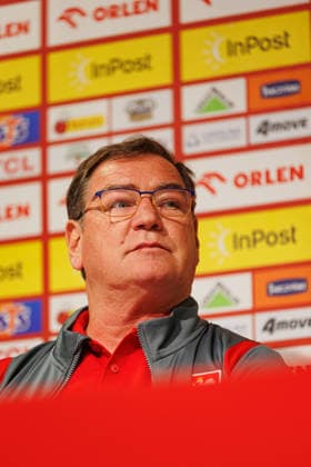 Jerzy Urban seen during official press conference, PK, Pressekonferenz of Poland National Football Team (Ernest Kolodziej Ball Raw Images) Wroclaw Tarczynski Arena Poland Copyright: xErnestxKolodziejx ernestkolodziej_poland_conference_2526_OL_4101