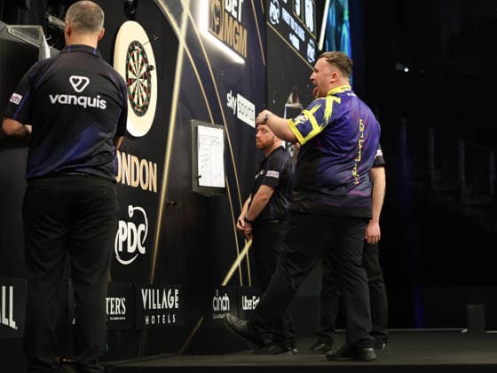 BetMGM Premier League Darts 28MAY26 Luke Littler during the BetMGM Premier League darts at the O2 Arena, London, UK on 28 May 2026. London O2 Arena London UK Editorial use only , Copyright: xChrisxSargeantx PSI-24296-0085