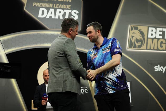 RECORD DATE NOT STATED 28th May 2026, The 02 Arena, London, England; 2026 PDC Bet MGM Premier League Darts Final; Luke Humphries after loosing the final against Luke Littler HenningxvonxJagow