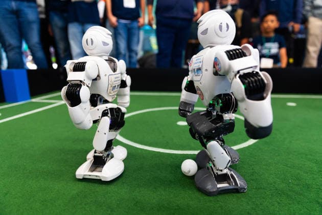 Futbots MX robotic football tournament in Mexico City MEXICO CITY, MEXICO - MAY 28: Robots kick the ball during an exhibition as part of the Futbots MX robotic tournament, at the School of Mechanical and Electrical Engineering (ESIME), in Mexico City, Mexico on May 28, 2026. ESIME hosted a regional qualifying round for the national Futbot MX Robotics Cup, a tabletop robotics competition where participants control robots in simulated football matches as part of World Cup year activities. Daniel Cardenas Anadolu Mexico City Mexico. Editorial use only. Please get in touch for any other usage.  Copyright: x2026xAnadoluxDanielxCardenasx