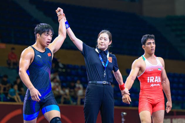 U17, U 17 Wrestling Asian Championships 80kg GR - Yujian Cheng (CHN) df. Mehdi Yahia Gholamian (IRI)