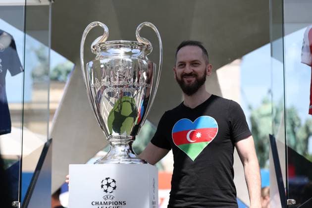 30.05.2026 - SOCCER - 2025-2026 UEFA Champions League final , Paris vs Arsenal The UEFA Champions League trophy displayed inside the fan zone ahead of the 2025-2026 UEFA Champions League Final between Paris and Arsenal in Budapest Budapest Puskas Arena ,Budapest Puskas Arena Hungary