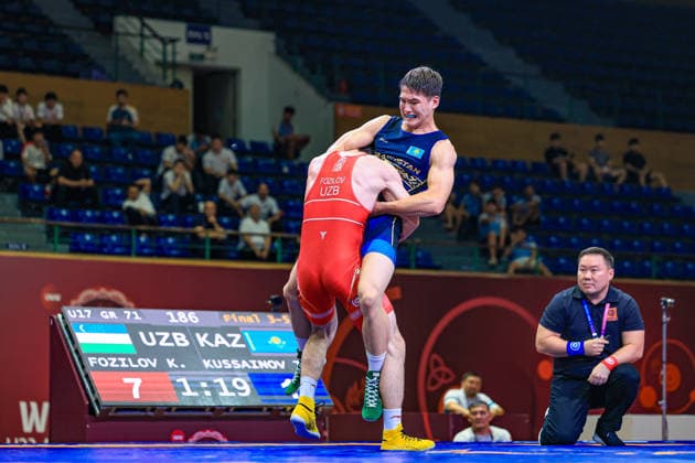 U17, U 17 Wrestling Asian Championships 71kg GR - Kodirjon Fozilov (UZB) df. Timur Kussainov (KAZ)