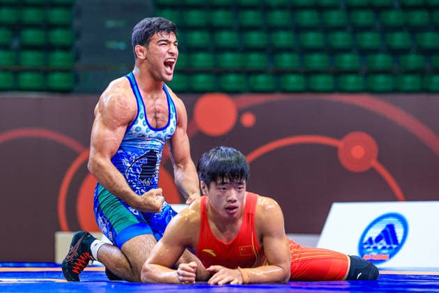 U17, U 17 Wrestling Asian Championships 80kg GR - Abdulaziz Kholmirzaev (UZB) df. Yujian Cheng (CHN)