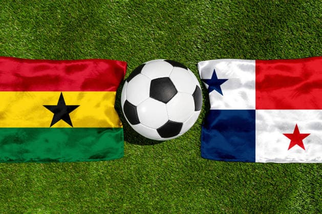 May 22, 2026: PHOTO MONTAGE, 2026 FIFA World Cup, WM, Weltmeisterschaft, Fussball National flags of Ghana and Panama with a soccer ball on a grass field. Illustrative image for the group stage match on June 18 at the 2026 FIFA World Cup