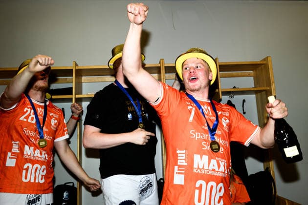 260529 IFK Kristianstads Axel Mansson jublar efter final fyra i Handbollsligan herr mellan HK Malmö och IFK Kristianstad den 29 maj 2026 i Malmö. Copyright: MATHILDAxSCHULER BB260529MA108