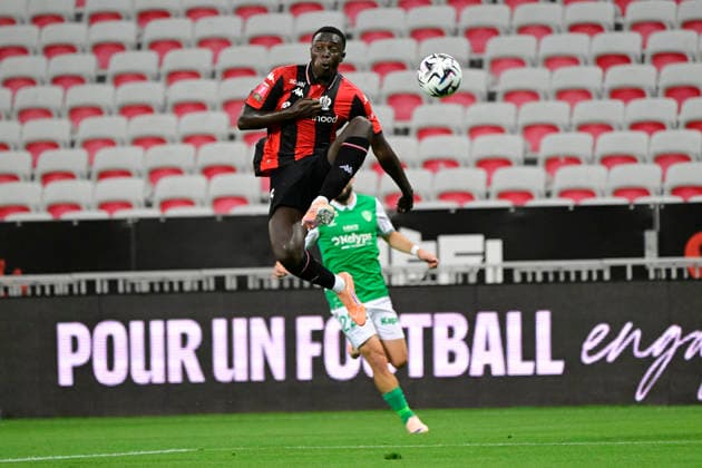 FOOTBALL : OGC Nice VS AS Saint-Etienne - Ligue 1 McDonald s play off - 29 05 2026 Antoine Mendy (OGC Nice) - Ligue 1 McDonald™s play off match between OGC Nice and AS Saint-Etienne on May 29, 2026 at the Allianz Riviera Stadium in Nice. NiceFrance  Copyright: xWilliamxCannarellax