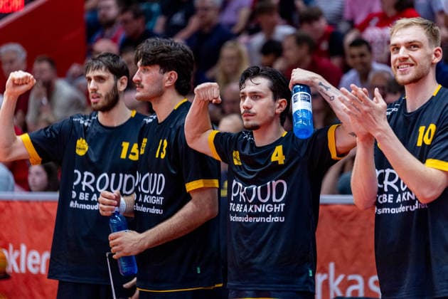 Nil Failenschmid Clavera (Bozic Estriche Knights Kirchheim, 15) Nicholas Gerard Spinoso (Bozic Estriche Knights Kirchheim, 13) Gian Bahattin Aydinoglu (Bozic Estriche Knights Kirchheim, 04) Lukas Werner Zerner (Bozic Estriche Knights Kirchheim, 10) GER, Giessen46ers vs. Bozic Estriche Knights Kirchheim, BARMER 2. Basketball Bundesliga, Playoffs Halbfinale Spiel 4, Saison 2025 2026, 29.05.2026 GER, Giessen46ers vs. Bozic Estriche Knights Kirchheim, BARMER 2. Basketball Bundesliga, Playoffs Halbfinale Spiel 4, Saison 2025 2026, 29.05.2026 Giessen Copyright: xEibner-Pressefoto NinaxSanderx EP_NSR