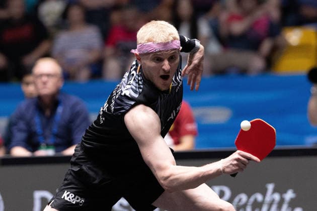 Romain Ruiz (FRA, TTC Schwalbe Bergneustadt) in action during the semifinal matches Borussia Düsseldorf TTC Schwalbe of the Liebherr TTBL Final4 at the Süwag Energie ARENA on May 30, 2026, in Frankfurt, Germany Copyright: JoaquimxFerreira