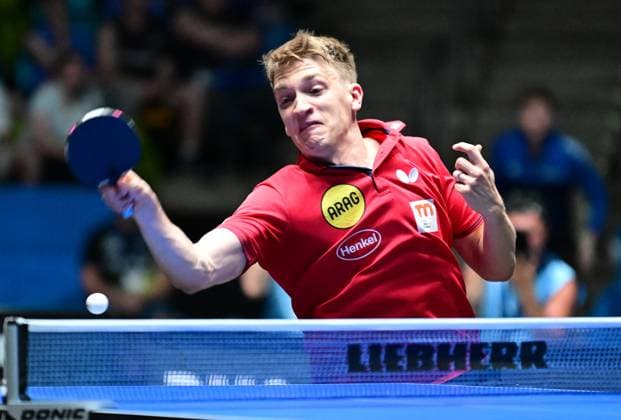 RECORD DATE NOT STATED Anton Kallberg im Halbfinale des TTBL Final Four in Frankfurt. Der Schwede Anton Kallberg von Borussia Düsseldorf im Einsatz gegen den TTC Schwalbe Bergneustadt im Halbfinale des TTBL Final Four in Frankfurt am Main in der Süwag Energie Arena am 30. Mai 2026. Frankfurt am Main Hessen Germany