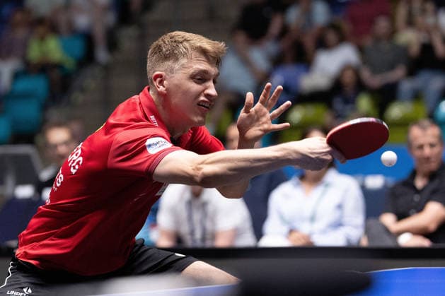 Anton Kaellberg (SWE, Borussia Duesseldorf) in action during the semifinal matches Borussia Düsseldorf TTC Schwalbe of the Liebherr TTBL Final4 at the Süwag Energie ARENA on May 30, 2026, in Frankfurt, Germany Copyright: JoaquimxFerreira