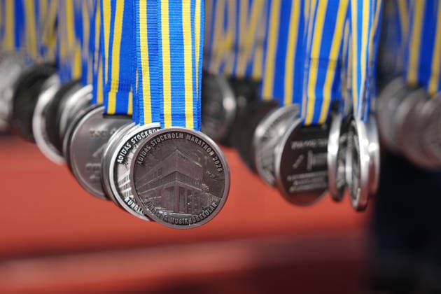 STOCKHOLM, SWEDEN 20260530 Medals during the Stockholm marathon on Saturday. STOCKHOLM SWEDEN x10500x