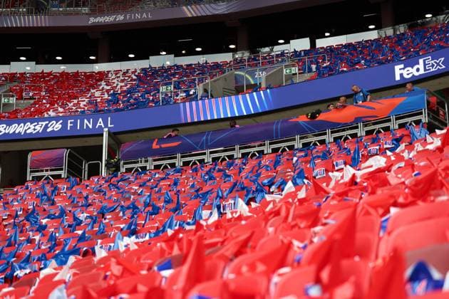 30.05.2026 - SOCCER - 2025-2026 UEFA Champions League final , Paris vs Arsenal Empty stands prepared ahead of kickoff Budapest Puskas Arena ,Budapest Puskas Arena Hungary